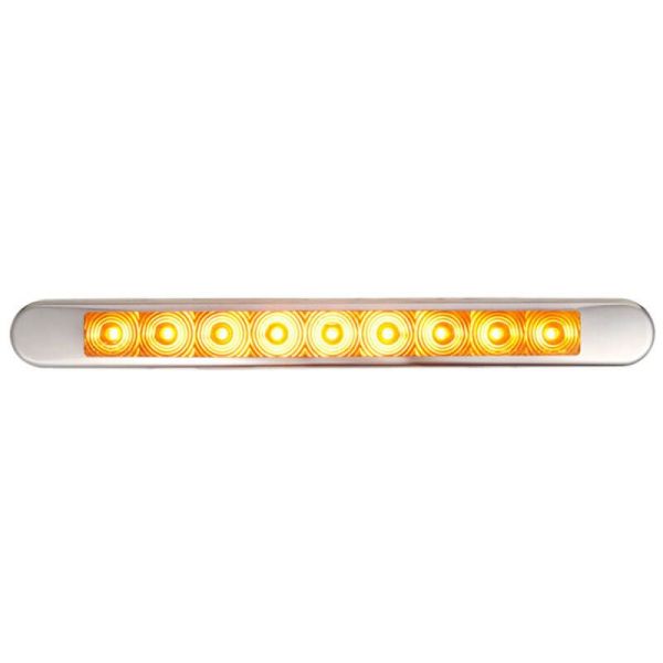 Barra LED piscante com moldura cromada Aprovada 12V-24V para caravana, ônibus...