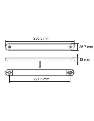 Dimensiones Barra LED intermitente con marco cromado Homologada 12V-24V Para Caravana, Autobús...