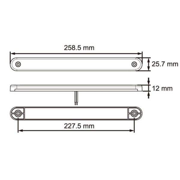 Dimensiones Barra LED Marcha Atrás con marco cromado Homologada 12V-24V Para Caravana, Autobús...