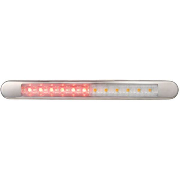 Barra LED Traseira 3 Funções com moldura cromada Posição 12V-24V Aprovada, Freio e Piscando Lucidez