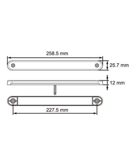 Dimensiones Barra LED Trasera 2 Funciones con marco cromado Homologada 12V-24V Posición y Freno Lucidity 26154RK-V