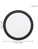 Downlight LED Redondo Empotrable Negro Fueva 5 - 17W, 2100Lm, Corte 20,5Cm, IP44 99212