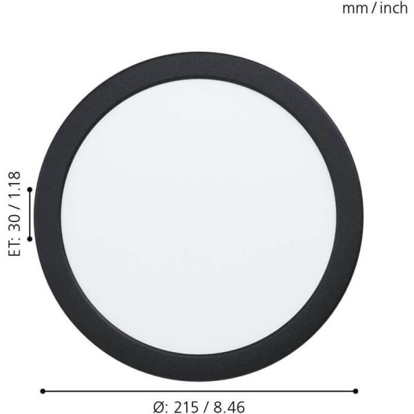 Downlight LED Redondo Empotrable Negro Fueva 5 - 17W, 2100Lm, Corte 20,5Cm, IP44 99212