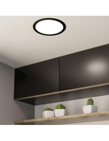 Downlight LED redondo embutido preto Fueva 5 - 17W, 2100Lm, corte 20,5Cm, IP44 99212