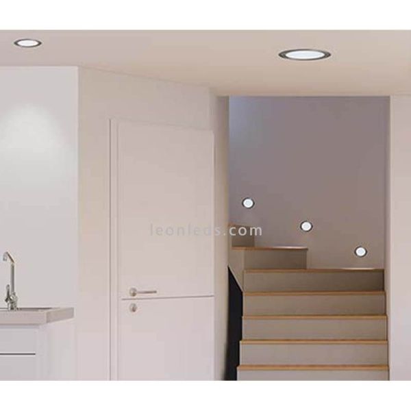 Downlight LED Negro Empotrable Fueva 5 - 2,7W, 330Lm, Corte 7,5Cm, IP44 | LeonLeds