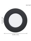 Downlight LED Encastrable Noir Fueva 5 - 2,7W, 330Lm, Découpe 7,5Cm, IP44 | LéonLeds