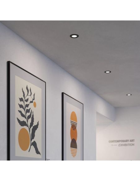 Downlight LED Negro Empotrable Fueva 5 - 2,7W, 330Lm, Corte 7,5Cm, IP44 | LeonLeds