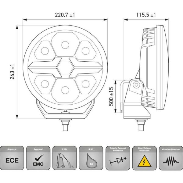 Farol LED preto de lâmina de 9" aprovado de 9" - luz de posição branca e âmbar, longo alcance R10, R149, R148 1FJ 357 199-061 He