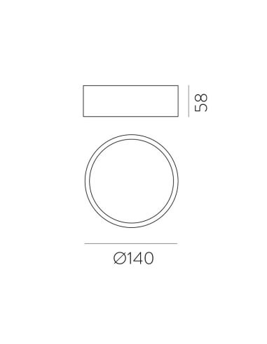 Plafonnier LED LINUS 14cm 18W 1700lm 2700K-3000K Blanc/Noir | LéonLeds