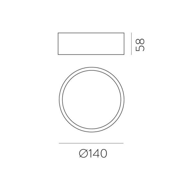 LINUS Plafon LED 14cm 18W 1700lm 2700K-3000K Branco/Preto | LeonLeds