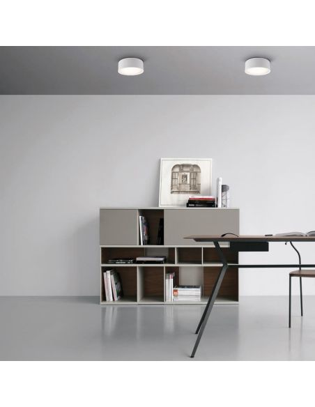 Plafonnier LED LINUS 14cm 18W 1700lm 2700K-3000K Blanc/Noir | LéonLeds