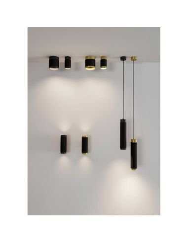 Pendente de teto LED LUX 13W 3000K 1240lm preto/dourado | LeonLeds