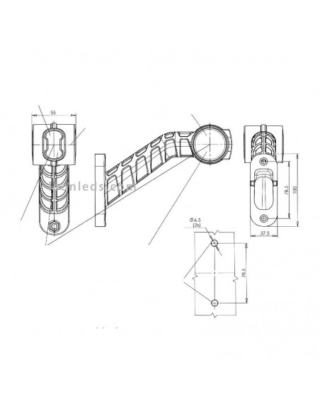 Dimensiones Cuerno LED 3 Funciones Efecto Neon para 12V y 24V 1093 Was | LeonLeds