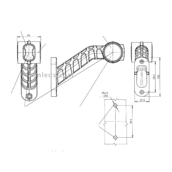 Dimensiones Cuerno LED 3 Funciones Efecto Neon para 12V y 24V 1093 Was | LeonLeds