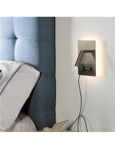 Aplique LED ajustável MANAT com 2 interruptores e USB e USBC, 12W 3000K 970lm + 3W 3000K 285lm