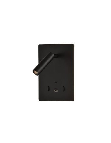 Applique LED orientable MANAT avec 2 interrupteurs et USB et USBC, 12W 3000K 970lm + 3W 3000K 285lm