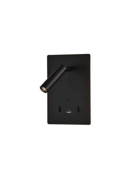 Applique LED orientable MANAT avec 2 interrupteurs et USB et USBC, 12W 3000K 970lm + 3W 3000K 285lm