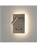Aplique LED orientable MANAT con 2 Interruptores y USB y USBC, 12W 3000K 970lm + 3W 3000K 285lm