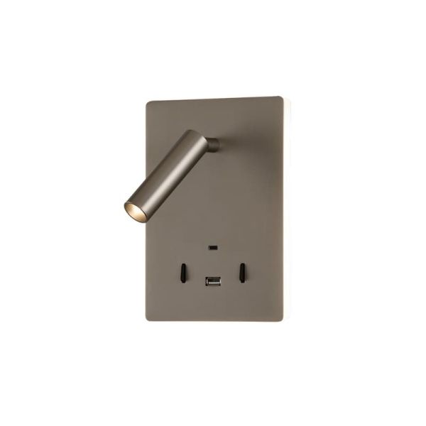 Aplique LED orientable MANAT con 2 Interruptores y USB y USBC, 12W 3000K 970lm + 3W 3000K 285lm