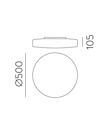Luminária de teto LED redonda extra grande MOON 50cm opala, 36W 4000lm, IP44 2700K-3000K com interruptor deslizante