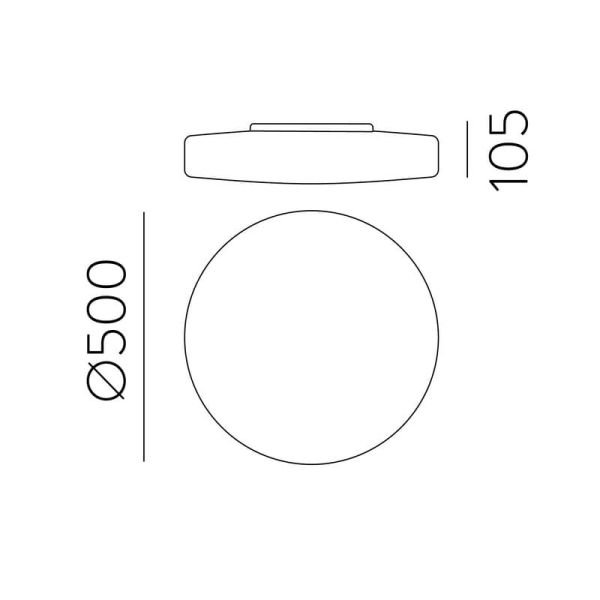 MOON Plafonnier LED Rond Extra Large 50cm Opale, 36W 4000lm, IP44 2700K-3000K avec Interrupteur à Glissière