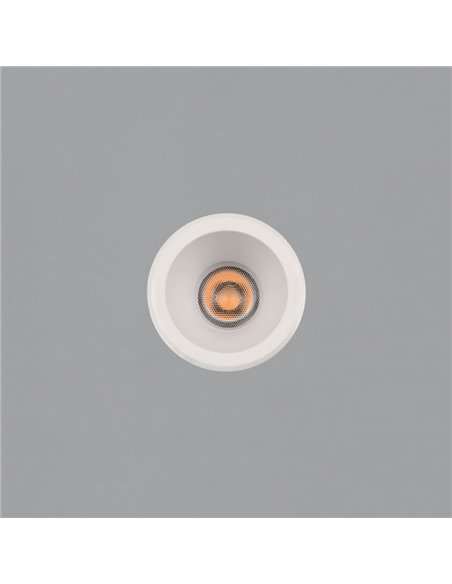 Downlight LED COB encastrable circulaire MOVE Ø6cm 5W blanc texturé/noir, 2700K 380lm/3000K 415lm, IP44/IP20