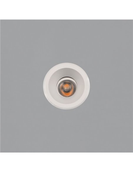 Downlight LED COB encastrable circulaire MOVE Ø6cm 5W blanc texturé/noir, 2700K 380lm/3000K 415lm, IP44/IP20