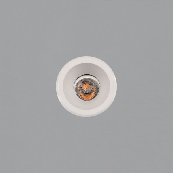 Downlight LED COB encastrable circulaire MOVE Ø6cm 5W blanc texturé/noir, 2700K 380lm/3000K 415lm, IP44/IP20