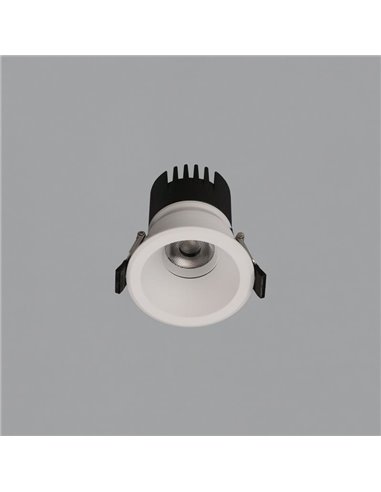 Downlight LED COB encastrable circulaire MOVE Ø6cm 5W blanc texturé/noir, 2700K 380lm/3000K 415lm, IP44/IP20
