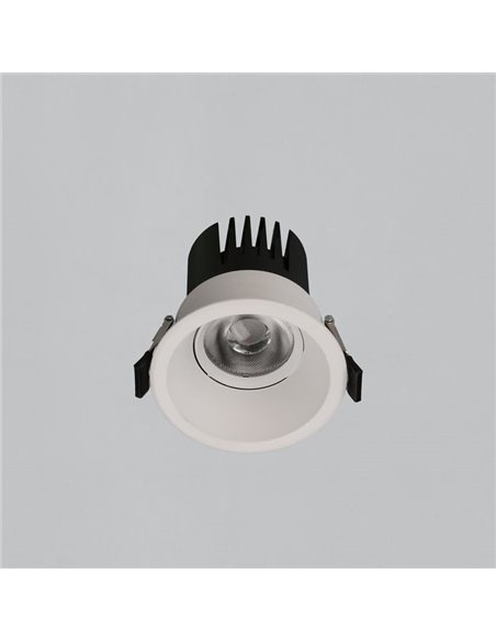Downlight LED COB circular embutido Ø8cm 12W texturizado branco/preto, 2700K 1160lm/3000K 1260lm, IP44/IP20