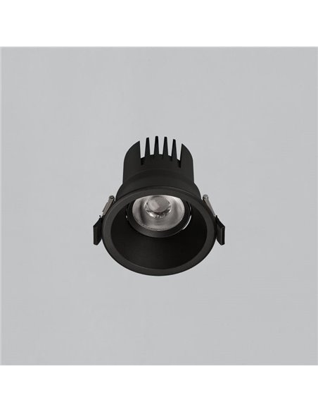 Downlight LED COB encastrable circulaire MOVE Ø8cm 12W blanc texturé/noir, 2700K 1160lm/3000K 1260lm, IP44/IP20