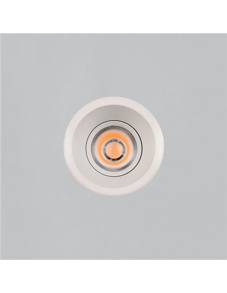 Downlight LED COB circular embutido Ø8cm 12W texturizado branco/preto, 2700K 1160lm/3000K 1260lm, IP44/IP20