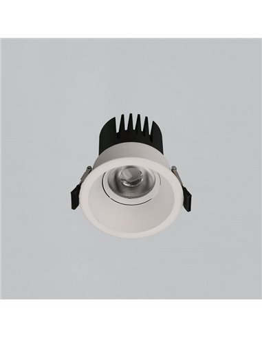 Downlight LED COB encastrable circulaire MOVE Ø8cm 12W blanc texturé/noir, 2700K 1160lm/3000K 1260lm, IP44/IP20