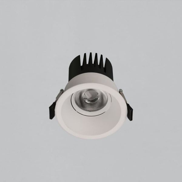 Downlight LED COB circular embutido Ø8cm 12W texturizado branco/preto, 2700K 1160lm/3000K 1260lm, IP44/IP20