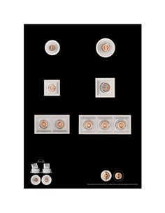 Downlight LED COB quadrado MOVE 6cm 5W texturizado branco/preto, 2700K 380lm/3000K 415lm, IP44/IP20 2