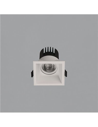 Downlight cuadrado LED COB Empotrable MOVE 6cm 5W blanco/negro texturado, 2700K 380lm/3000K 415lm, IP44/IP20