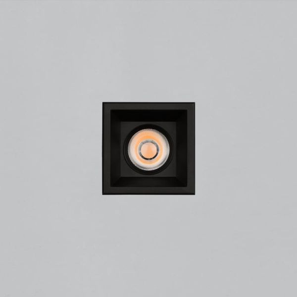 Downlight cuadrado LED COB Empotrable MOVE 6cm 5W blanco/negro texturado, 2700K 380lm/3000K 415lm, IP44/IP20
