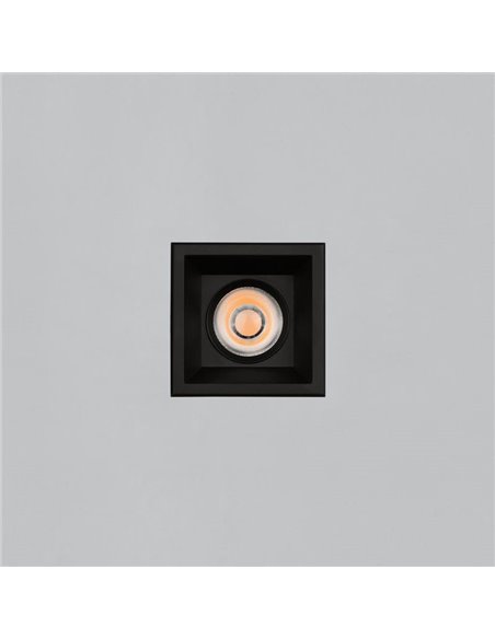 Downlight LED encastrable carré COB MOVE 6cm 5W blanc texturé/noir, 2700K 380lm/3000K 415lm, IP44/IP20