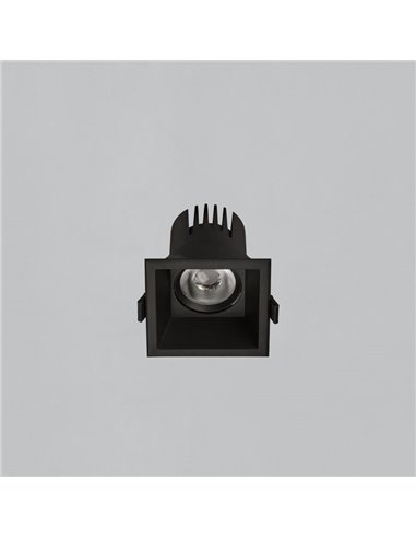 Downlight LED encastrable carré COB MOVE 6cm 5W blanc texturé/noir, 2700K 380lm/3000K 415lm, IP44/IP20