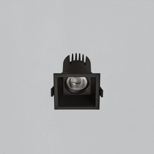 Downlight cuadrado LED COB Empotrable MOVE 6cm 5W blanco/negro texturado, 2700K 380lm/3000K 415lm, IP44/IP20