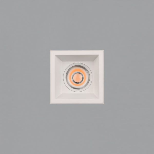 Downlight LED encastrable carré COB MOVE 8cm 12W blanc texturé/noir, 2700K 1160lm/3000K 1260lm, IP44/IP20