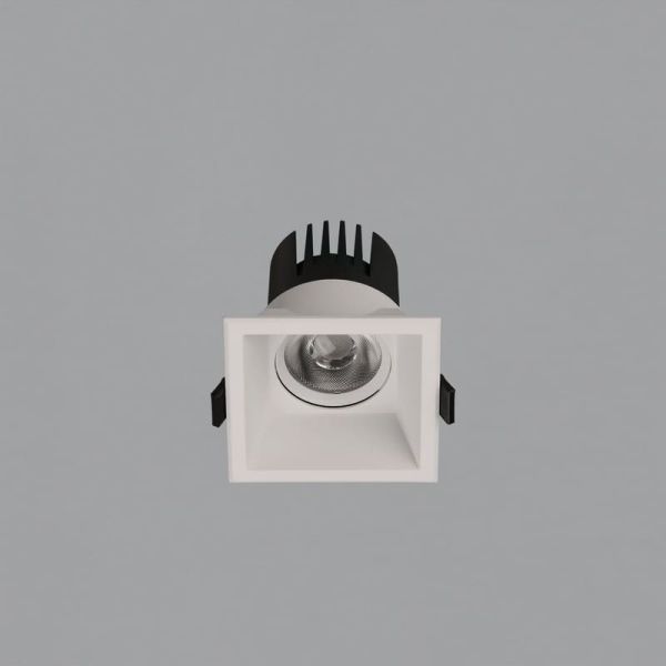 Downlight LED COB quadrado MOVE 8cm 12W texturizado branco/preto, 2700K 1160lm/3000K 1260lm, IP44/IP20