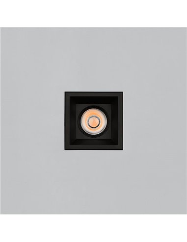 Downlight cuadrado LED COB Empotrable MOVE 8cm 12W blanco/negro texturado, 2700K 1160lm/3000K 1260lm, IP44/IP20