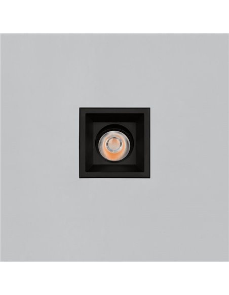 Downlight LED encastrable carré COB MOVE 8cm 12W texturé blanc/noir, 2700K 1160lm/3000K 1260lm, IP44/IP20