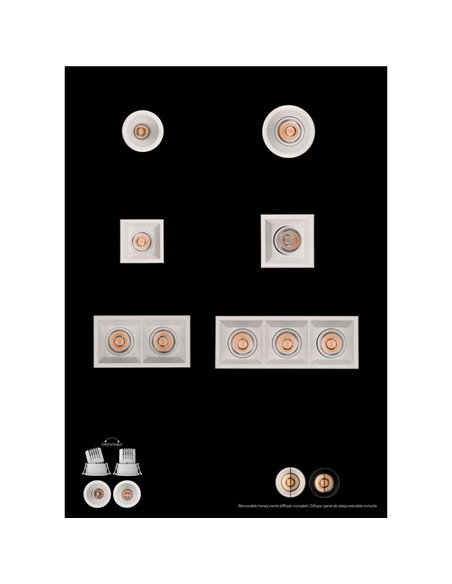 Downlight LED COB Quadrado x2 Embutida MOVE 8 2x12W 2700K 2320lm/3000K 2520lm IP44/IP20