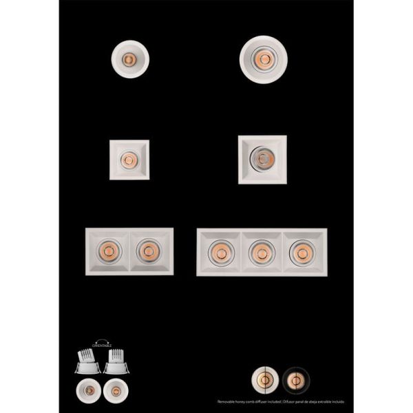 Downlight LED COB Quadrado x3 Embutida MOVE 8 3x12W 2700K 3480lm/3000K 3780lm IP44/IP20