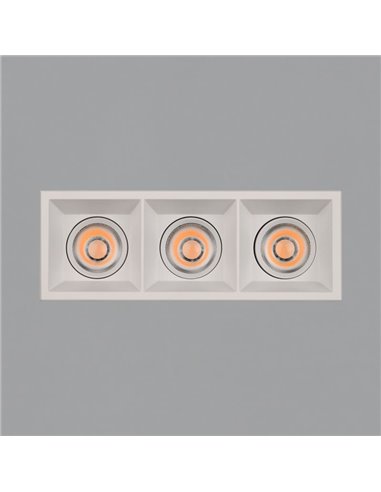 Downlight LED COB carré x3 Encastrable MOVE 8 3x12W 2700K 3480lm/3000K 3780lm IP44/IP20