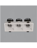 Downlight LED COB carré x3 Encastrable MOVE 8 3x12W 2700K 3480lm/3000K 3780lm IP44/IP20
