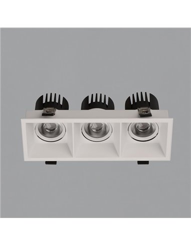 Downlight LED COB Quadrado x3 Embutida MOVE 8 3x12W 2700K 3480lm/3000K 3780lm IP44/IP20