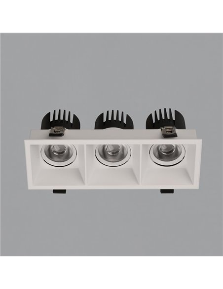 Downlight LED COB carré x3 Encastrable MOVE 8 3x12W 2700K 3480lm/3000K 3780lm IP44/IP20